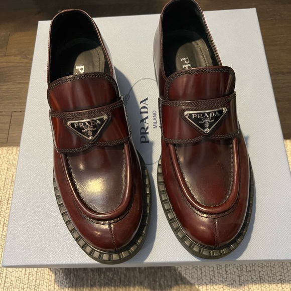 Prada Burgundy Loafers - Picture 1 of 5